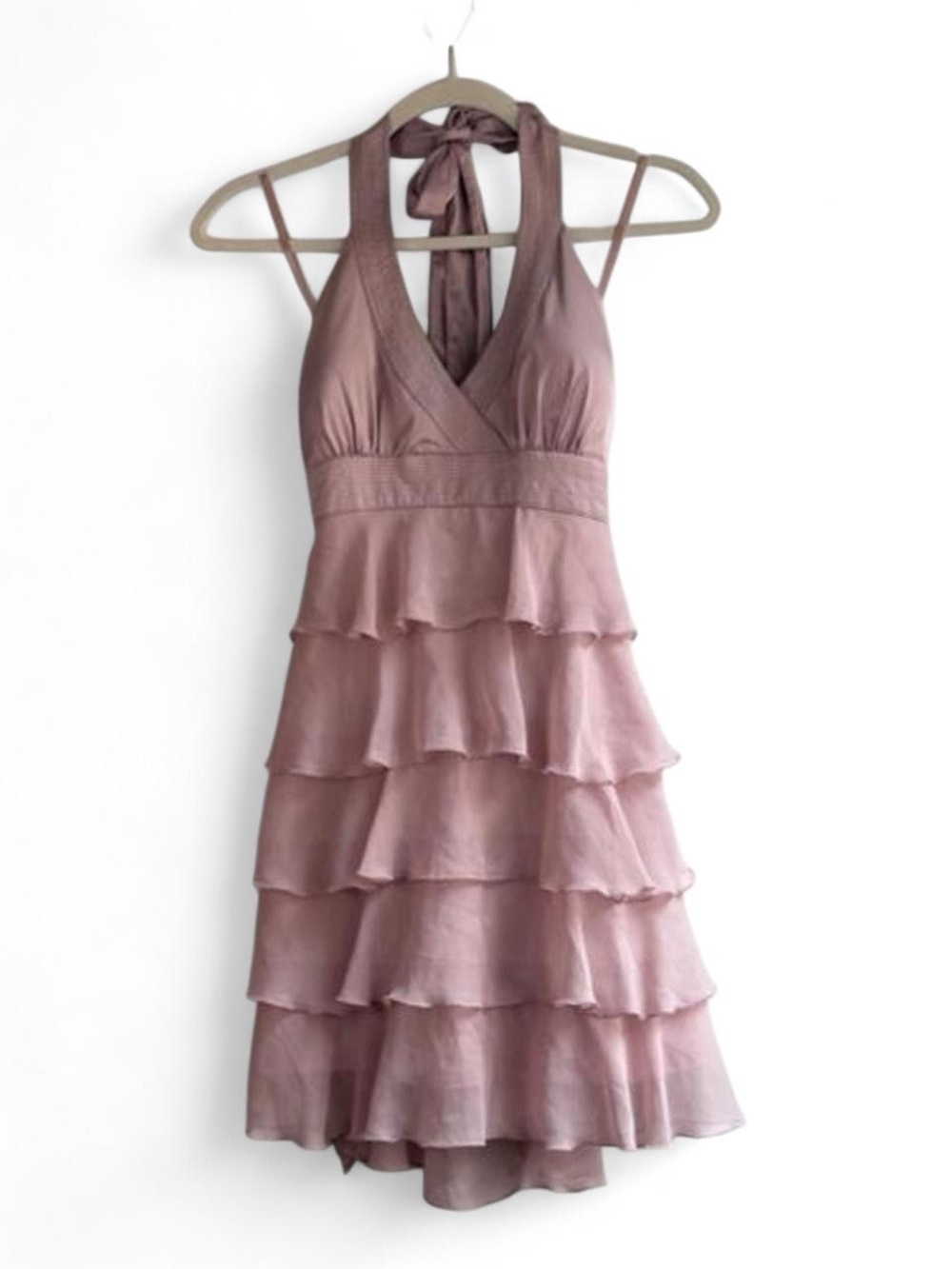Urban Behavior Pink Halter Neck Tiered Ruffle Babydoll Mini Dress Size M